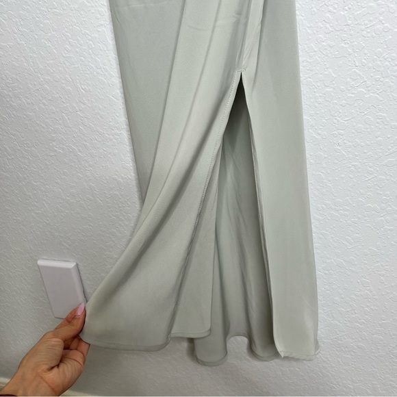 Abercrombie & Fitch Dress Women Small Petite Midi Slip Faux Satin Side Slit B15 - Picture 3 of 10